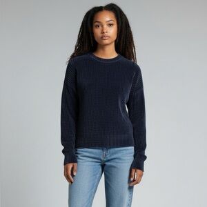 Wilfred Dark Blue Essential Chenille Crewneck Sweater Open Stitch Sz XS